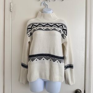 Christian Siriano Cream and Black Geometric Sweater